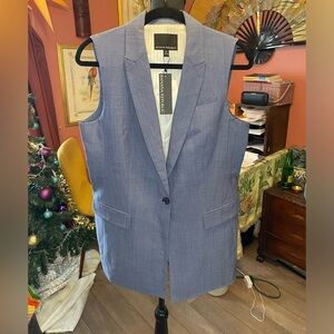 NWT Banana Republic lightweight wool blue blazer vest Size 10 with pockets